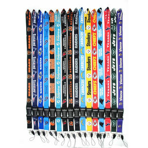 メーカー直接32チームNFLポリエステルストラップ取り外し可能なバックル付きキーチェーンウォレットIDカードホルダー - Product Image 1