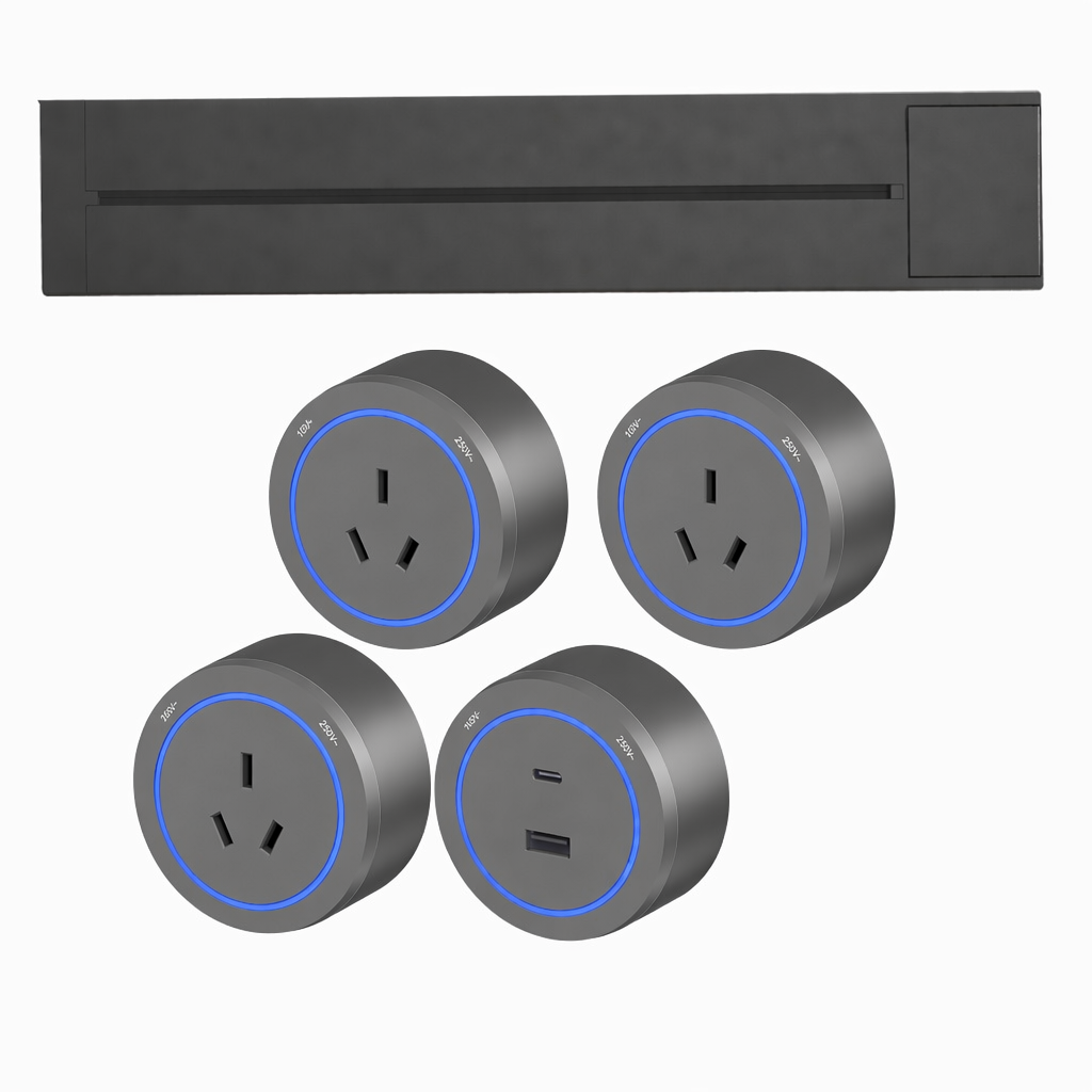 Rail gris de 40 cm avec adaptateur 3+1