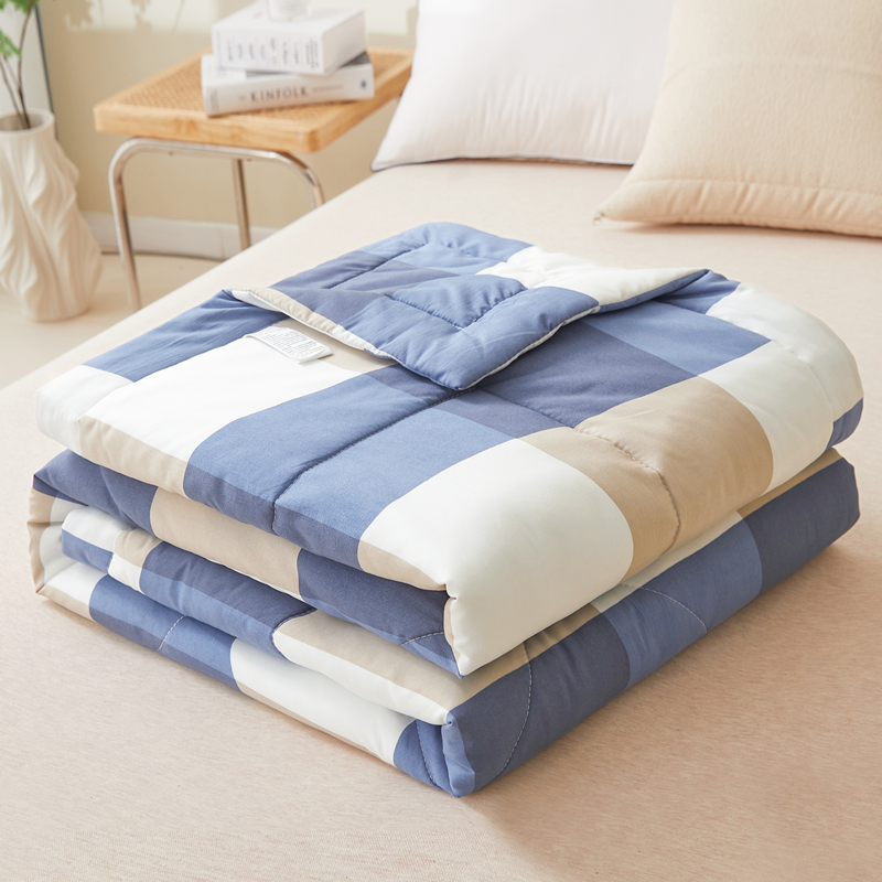 Grand plaid bleu-gris