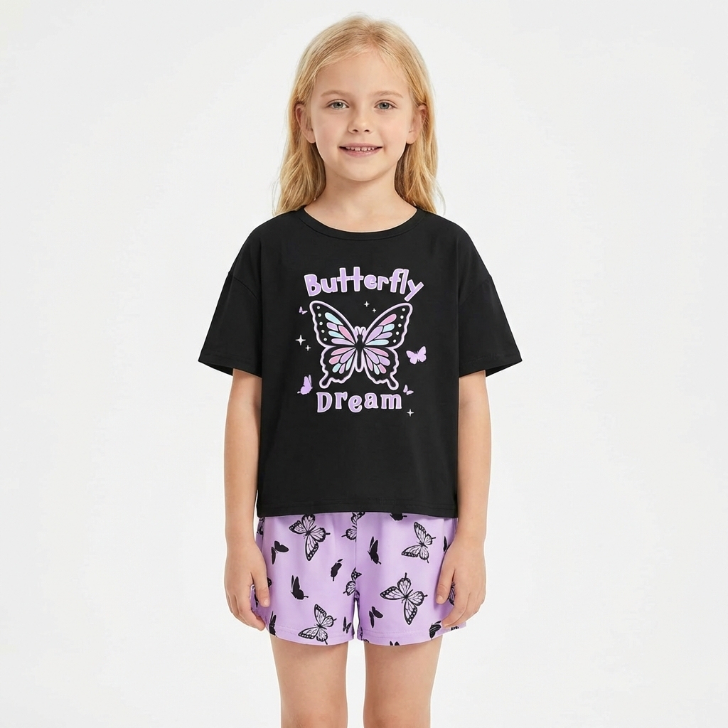 Noir Violet (ensemble chemise et short)