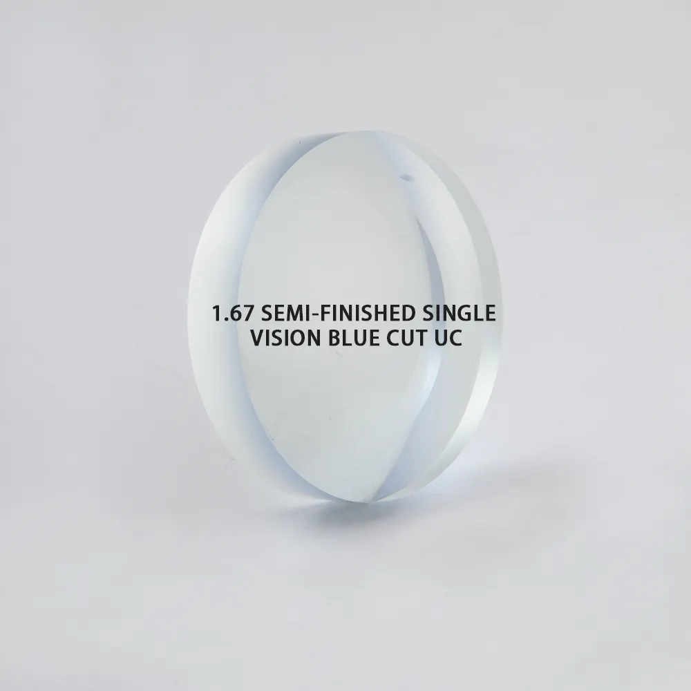 Venta caliente 1,67 corte azul semiacabado lente óptica de visión única UC espacios en blanco