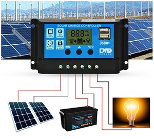 Автоматический контроллер солнечной батареи MPPT двойной USB 12V-60A ЖК-дисплей PWM Тип 10A/30A/20A Номинальный ток 24V солнечная панель - Product Image 3