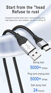 トレンド製品2024新着ブラックUSBタイプCコード電源オフ電子機器用急速充電データケーブル保護 - Product Image 6