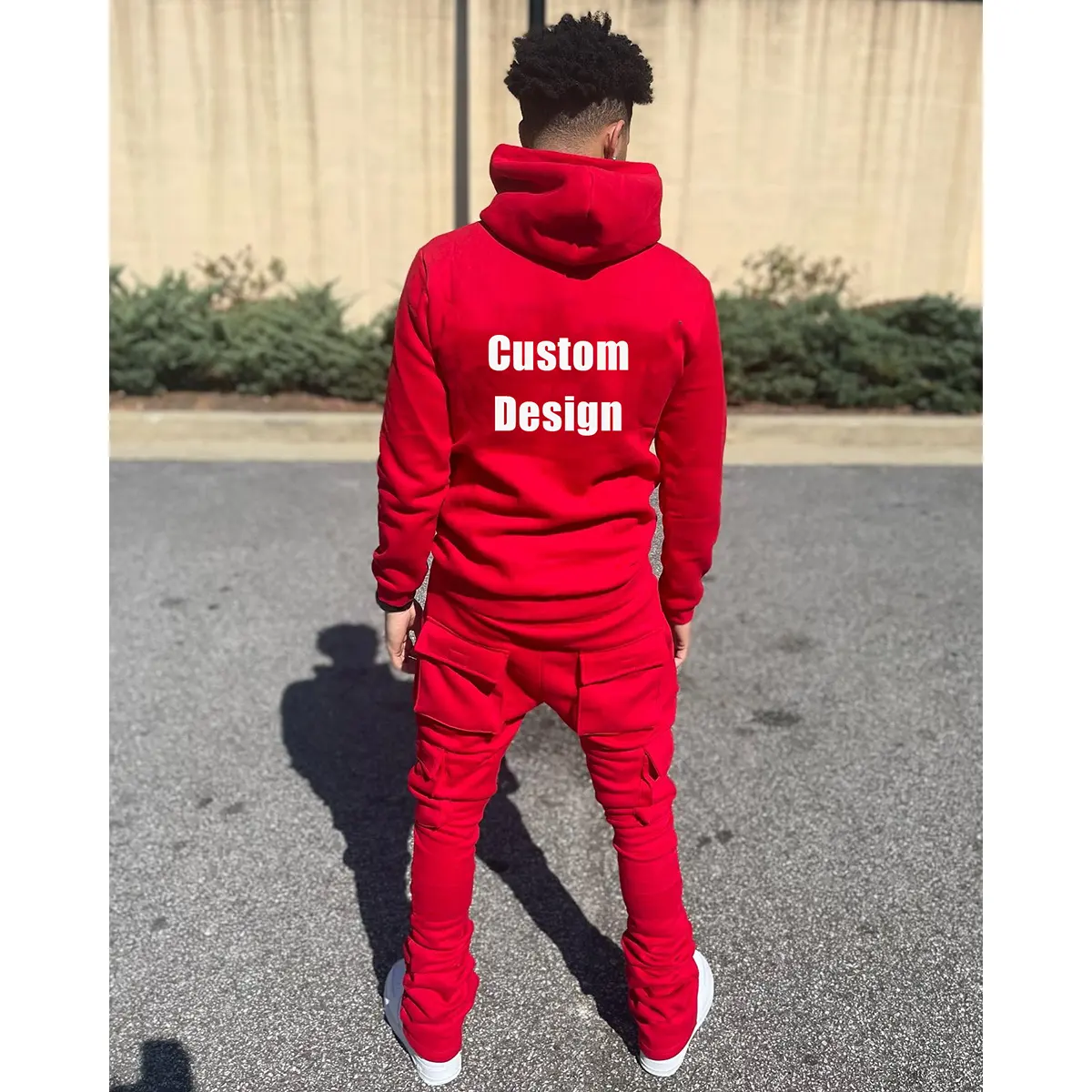 Custom Cotton Sports Plus Size Men's Jogger Sweatsuit Gym Plain Fleece Winter Pink Jogging Hoodies Mens Tracksuit Set