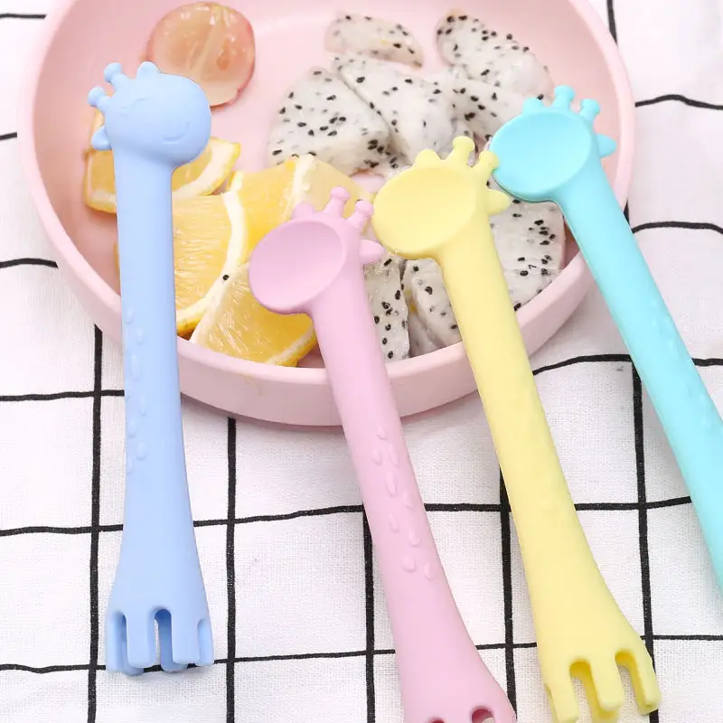 Neue Baby Utensilien Löffel Set Kleinkind Babys Kinder füttern Trainings löffel Silikon