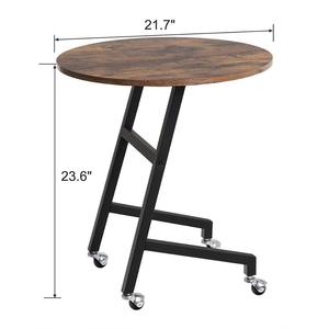 Estilo moderno, dos niveles, patas de metal multifuncionales, forma de Marco en C, mesa auxiliar lateral de café C con rueda - Product Image 2
