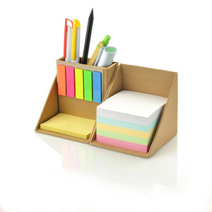 Papelería pequeño cubo reciclado Bloc de notas caja de notas adhesivas con portalápices - Product Image 1