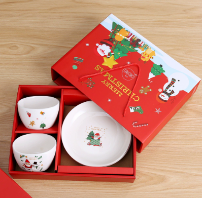 Rouge 2 bols 2 assiettes