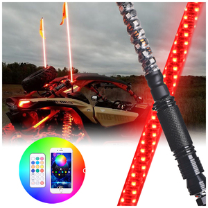 Toptan fiyat Rgb 360 derece Spiral takip Led bayrak Ip67 bluetooth kırbaç ışık Atv Utv için antenler - Product Image 1