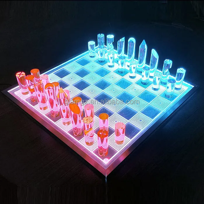 Lucite Acryl Schach Brettspiel LED Schachspiel Nachtlicht Weihnachts fest Geschenk