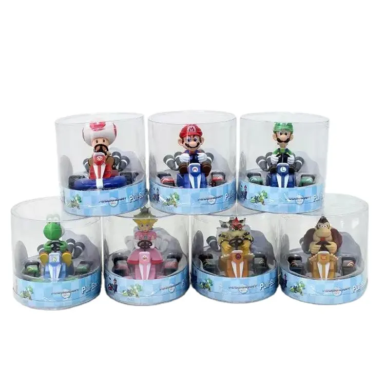 Figura de acción de Mario ottest, figura de coche de montar de mario bros, uigi Mario pull back Racers