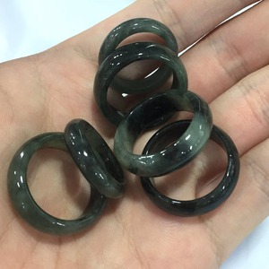 Jadeite แหวนหยกธรรมชาติสำหรับชายหญิง,แหวนนิ้วโป้งเครื่องประดับหินแท้ขอบโค้งตรง - Product Image 4