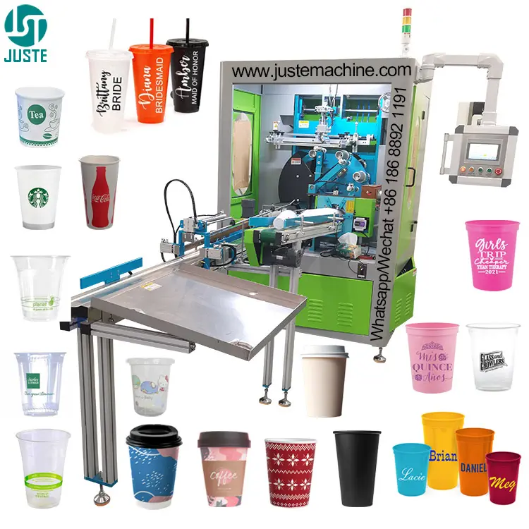 High Speed Screen Printer Full Automatic Feeder Cylindrical Silk Screen Printing Machine For Glass Plastic Paper Milk Tea PP Cup