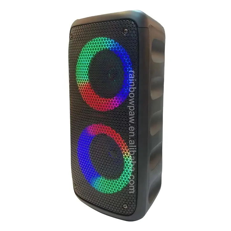 KTS Speaker KTS-1266 Double 4 Inci Nirkabel, Pengeras Suara Gigi Portabel RGB Warna Biru Muda