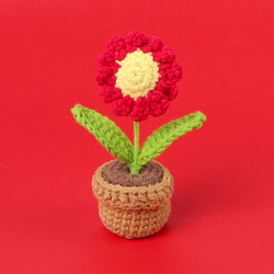 Red-daisy potted plant-mini wool pot
