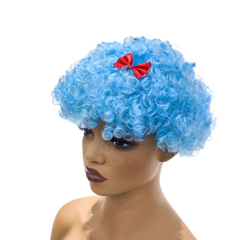 Fans wear light blue afro-bowknot
