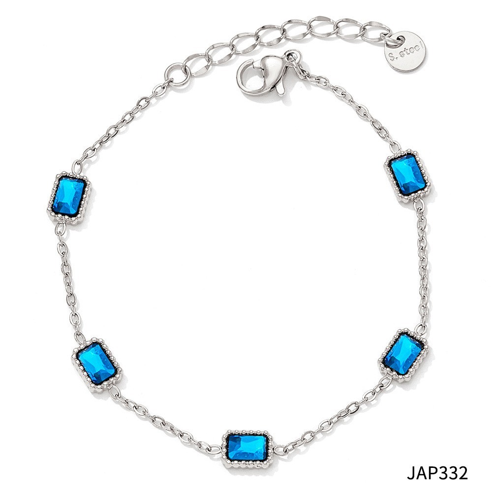 Blue zirconium silver anklet a332