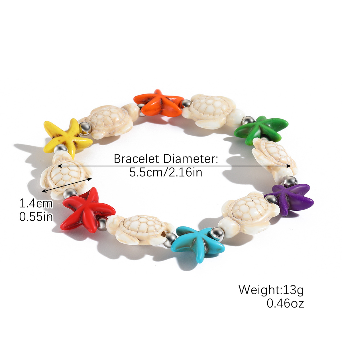White Turtle Mixed Color Starfish Beads