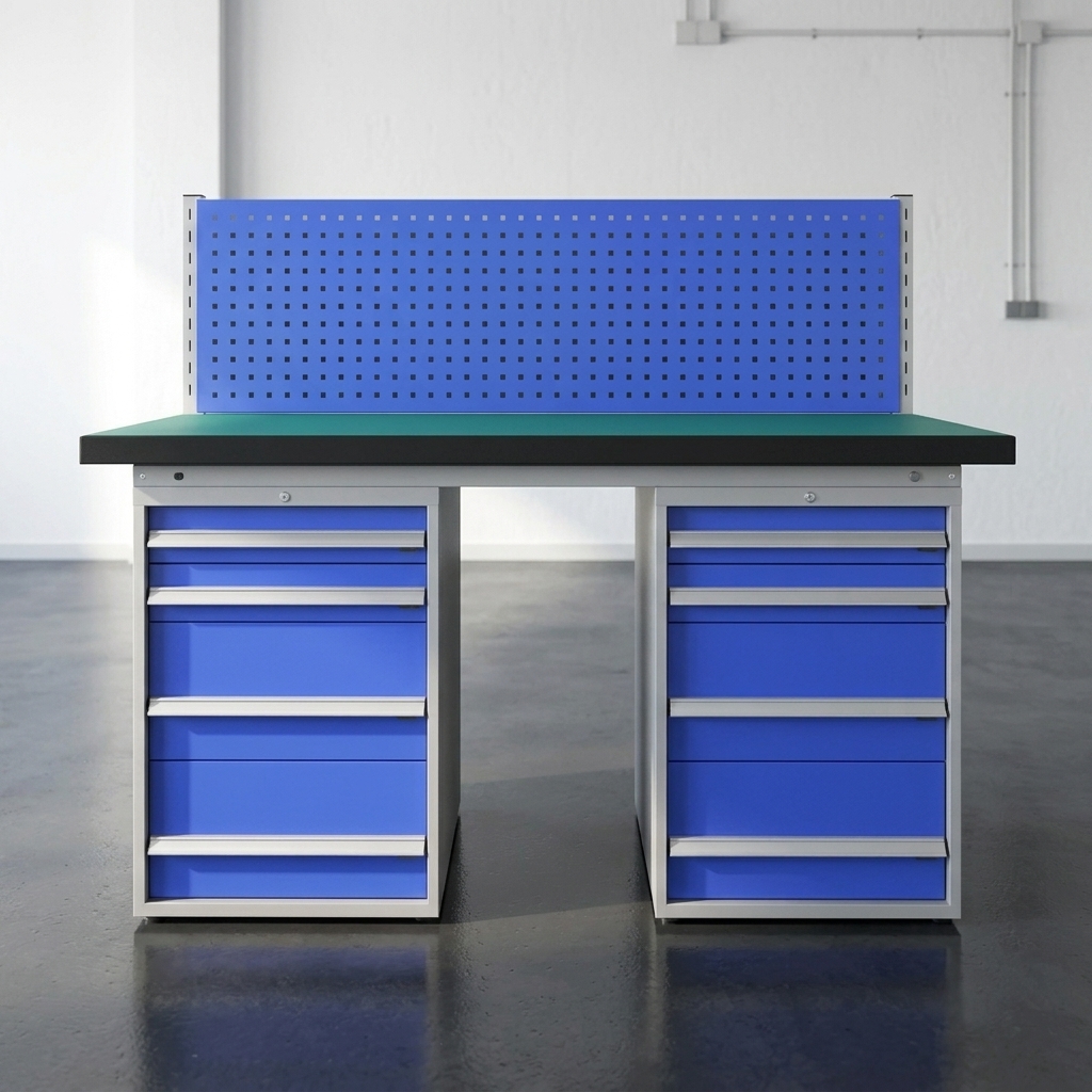 ESD Safe Workbench with Pegboard and 10 Drawers