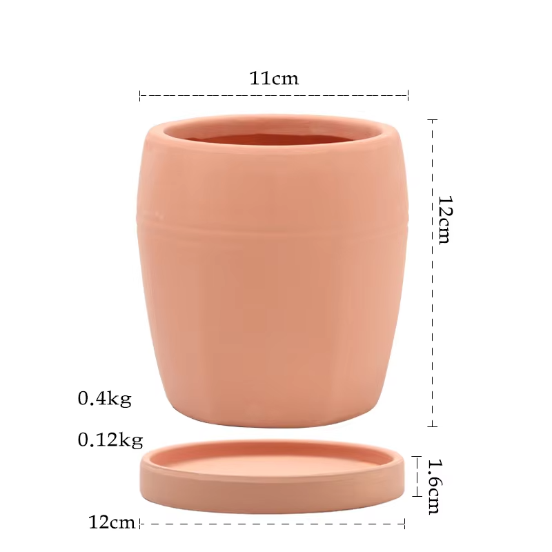 Pequeño barril de madera de cerámica roja 11cm