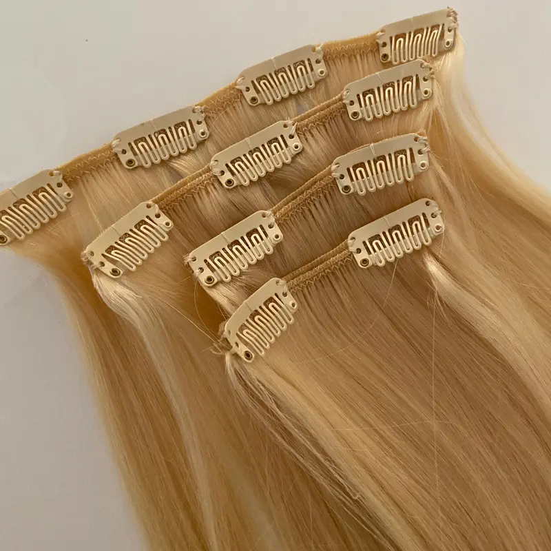 Custom Hight Quality Remy Human Hair Seamless Clip Ins Hair Extension