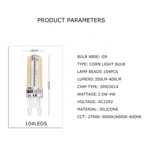 220V G9 LED ampul 104led SMD3014 silikon Led ışık ampul beyaz/sıcak beyaz aydınlatma yerine halojen kristal avize ışığı - Product Image 5