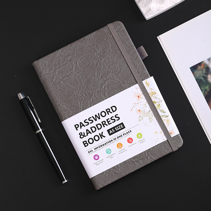 Small a5 english password book gray