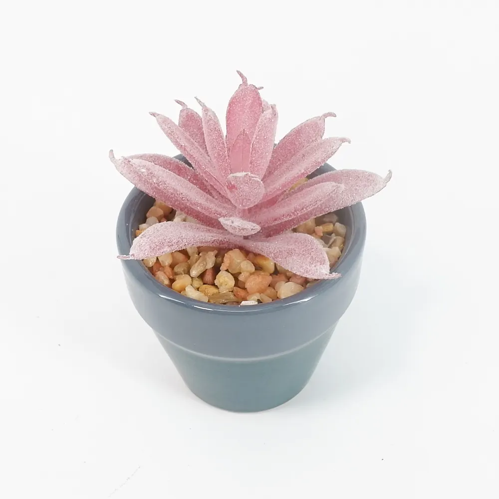 Suculentas artificiais de vaso para decoração, faça você mesmo, pequenos suculentas de cerâmica rosa de alta qualidade para decoração de interiores