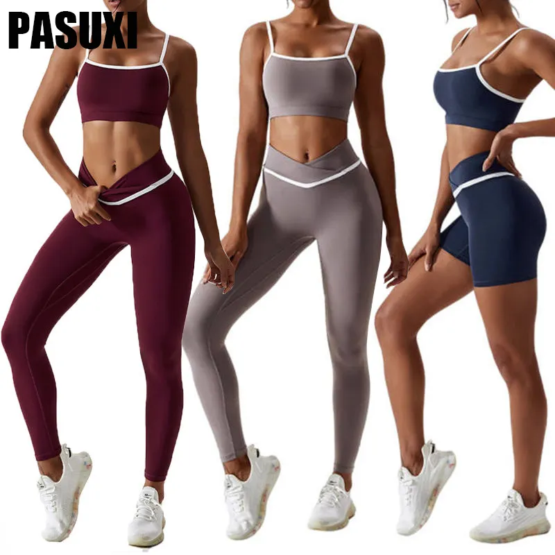 Paduxi Custom Nude Yoga Sets Fitness Vrouwen Sport Beha Hoge Taille Shorts Scrunch Butt Leggings 3 Stuks Set