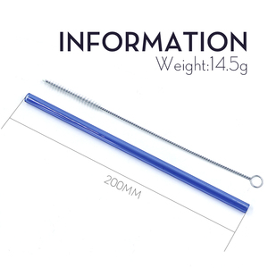 环保可重复使用的彩色耐热玻璃吸管直筒散装饮用工具套装 - Product Image 5