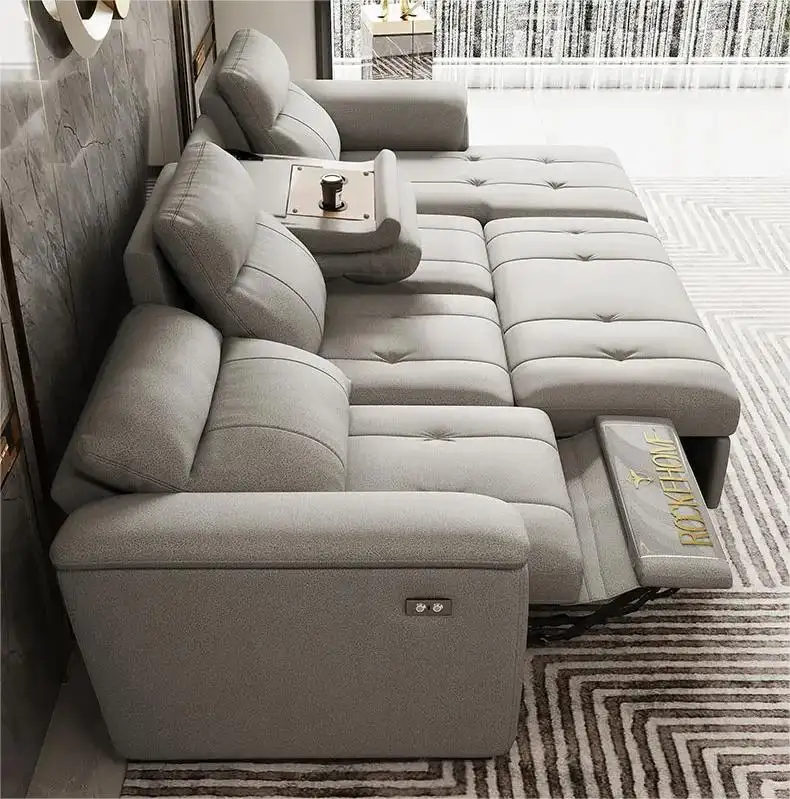 Xijiayi kursi sofa elektrik multifungsi, tempat tidur sofa ruang tamu penggunaan ganda, kain microfiber