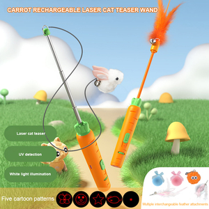 Karotten lade modell Laser Cat Teaser 5 Muster Lila Licht Cat Laserpointer Spielzeug Einziehbarer Tease interaktiver Cat Stick - Product Image 3