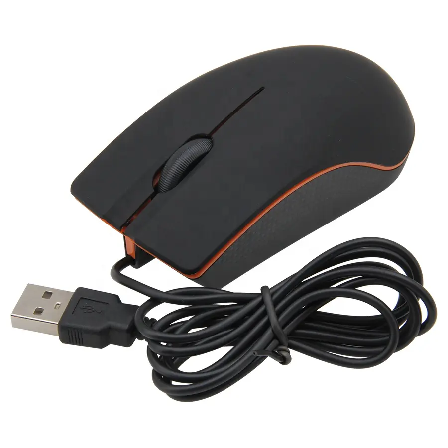 Mouse kabel rumah kantor, aksesori komputer USB optik permukaan buram untuk PC Laptop