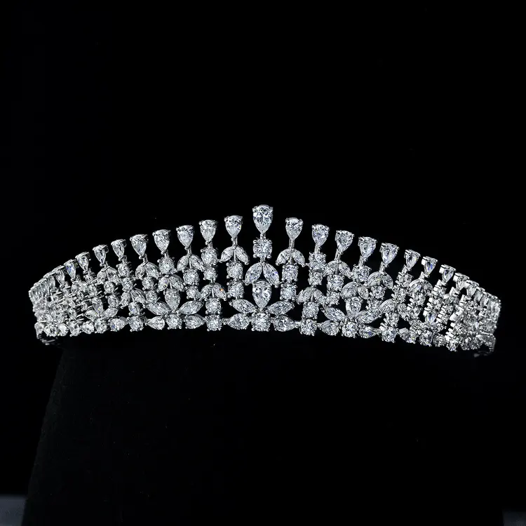 S925 plata esterlina moda europea y americana lujo diamante completo Tuinga cumpleaños banquete foto tocado reina corona