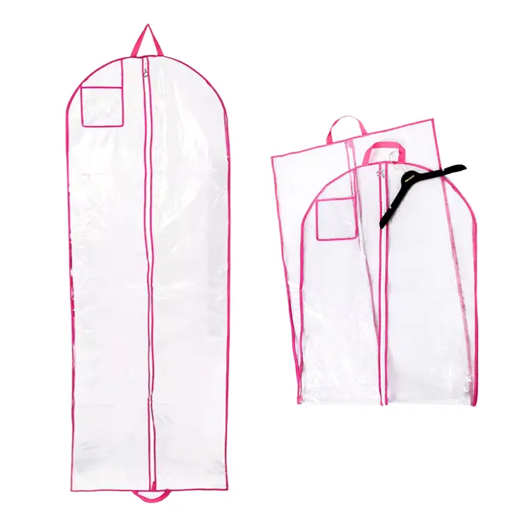 Neues Design Rose Pink Schutz Insekten schutz feuchtigkeit beständig staub dicht transparent transparent PVC Hochzeits kleid Abdeckung