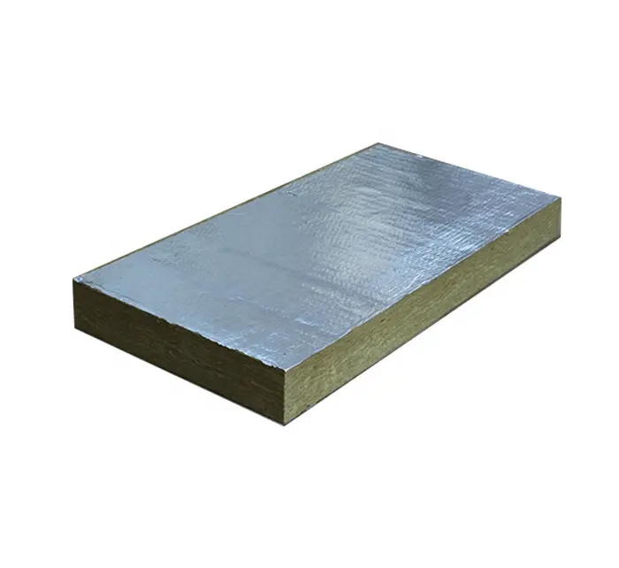 Placa de lã mineral/folha de folha de alumínio, material de isolamento térmico à prova de incêndio 80kg/m3 50mm