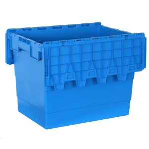Heavy Duty Preço Barato Empilhamento Transporte Movendo Grandes Totes De Plástico com Tampa Dobrada