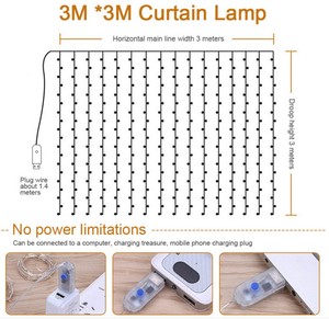 3M * 3M USB Plug Control remoto 8 modos con luz de cadena de cortina LED de bajo voltaje - Product Image 2