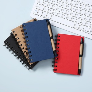 Material de papel Kraft de cubierta suave ecológico, tamaño A6, Bloc de notas en espiral, cuadernos de bobina con bolígrafo, notas adhesivas. - Product Image 5