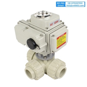 YMER <strong>PPH</strong> Three-way Electric <strong>Ball</strong> <strong>Valve</strong> AC220V 10PPH3LQ+CEA220SV DC24V 10PPH3LQ+CED24SV Modulating Control 0-10V L-type IP67