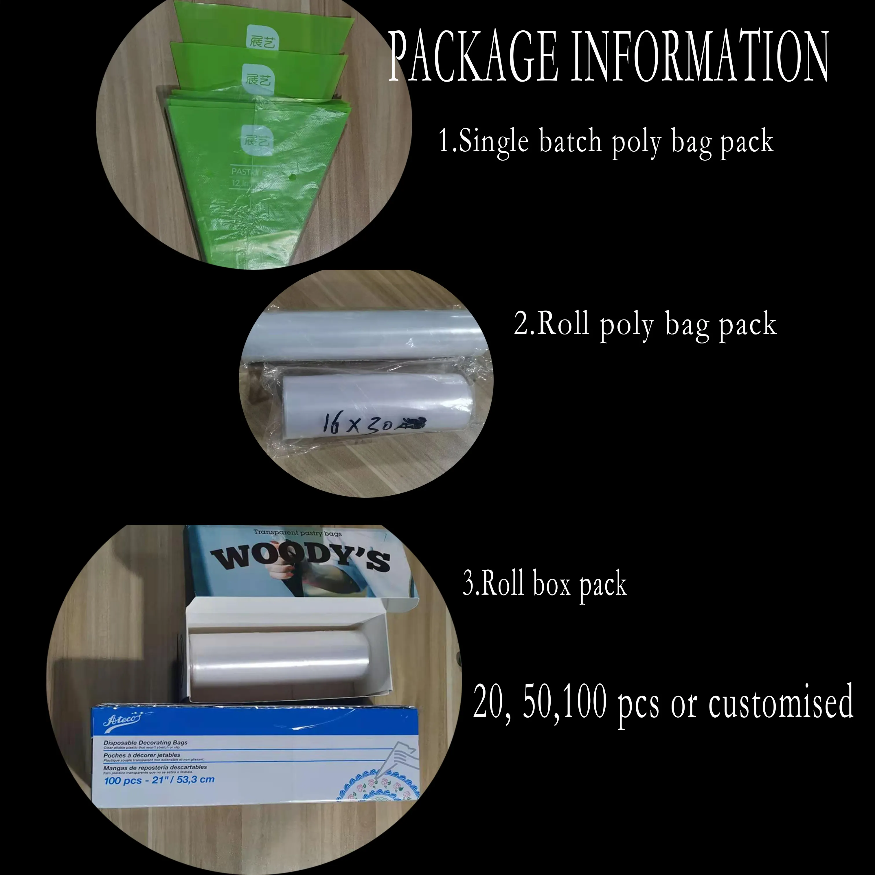 High Quality Disposable Transparent Blue Custom Plastic Pastry Bag