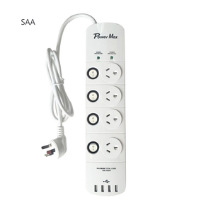 SAA 4 6 8ウェイ電気延長ボード4コンセント4 USBサージプロテクター、オーストラリアSAA電源タップAUソケット - Product Image 1