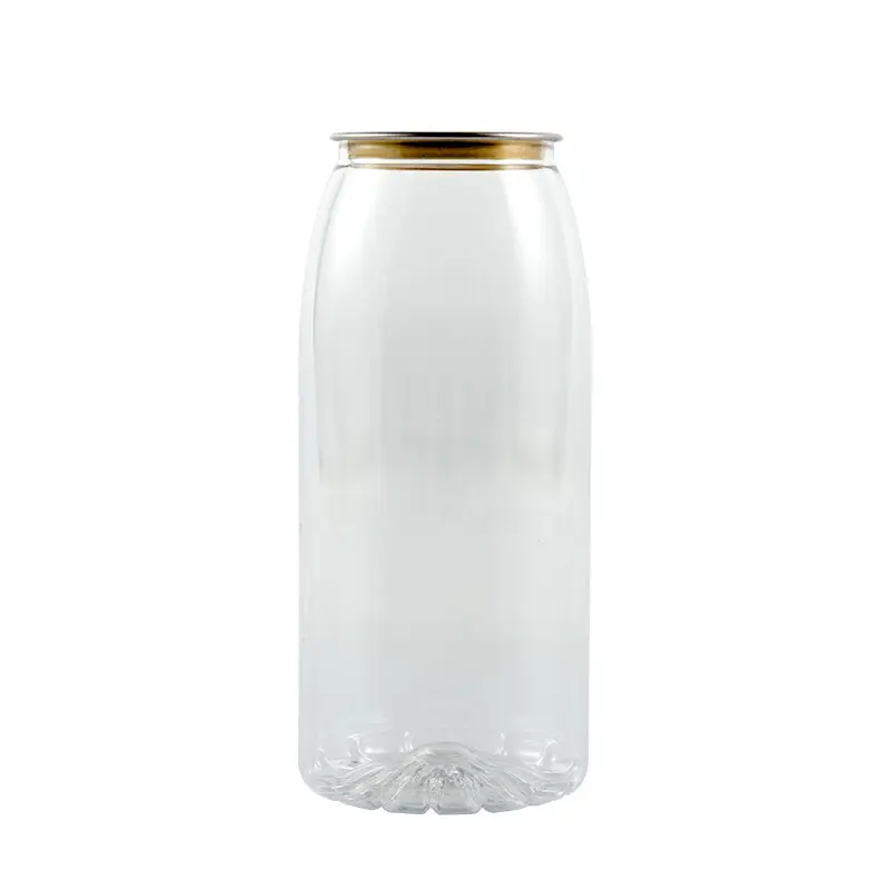 Lata de zumo transparente de plástico PET Ring-Pull de 650ml al por mayor para bebidas frías, café, limonada, batidos