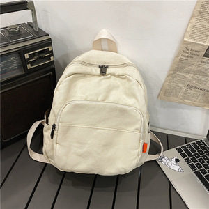 ulzzang Retro Ins <strong>K</strong>-Style Canvas <strong>Small</strong> Backpack with Zipper Closure Harajuku Logo Pattern Washed Student Bag for Female Travel - Product Image 6