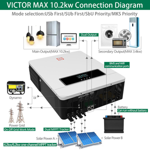 Inversor solar Jesudom de doble salida de encendido/apagado 4.2Kw 6.2Kw 10.2Kw con doble entrada MPPT PV controlador de carga solar inversor híbrido