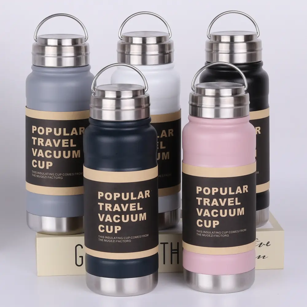 Custom logo large capacity portable sports kettle vacuum cup stainless steel thermos cup outdoor kettle with lid