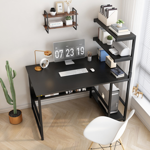 YQ FOREVER-mueble de oficina para el hogar, escritorio de madera para estudio, escritura, escritorio de ordenador negro con estante para libros - Product Image 4