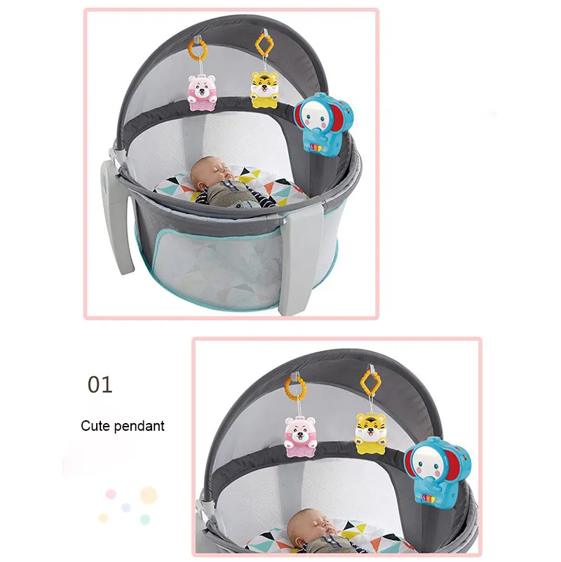 4 In 1 Outdoor Music Early Educational Round Swing Portable Folding Baby Sleep Bed With Music