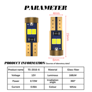 White Wedge T5 <strong>37</strong> 74 2721 2016 SMD <strong>LED</strong> Dash Bulb with Twist Lock Socket PC74 PC37 Dashboard Instrument Panel Gauge Cluster Light - Product Image 6
