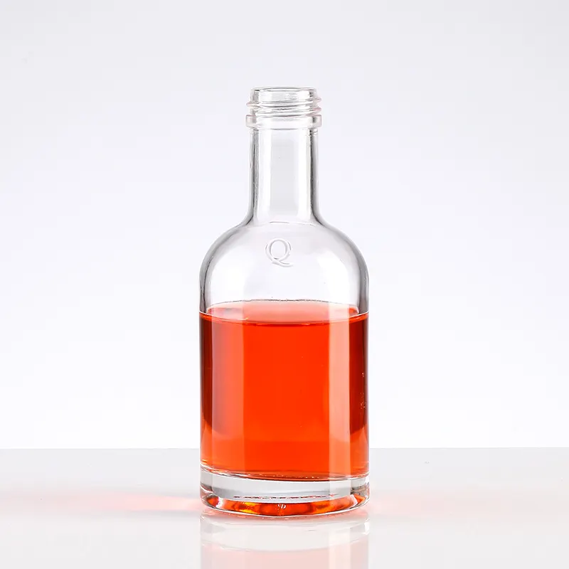 Garrafa de vidro pequena vazia para bebidas espirituosas, 50ml, 100ml, 250ml, licor, gin, uísque, vinho, coquetel, garrafa de vidro com tampa de rosca